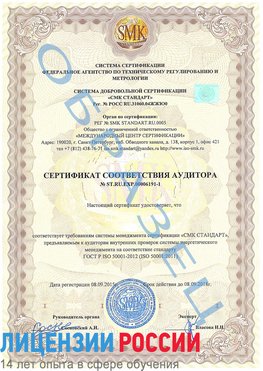 Образец сертификата соответствия аудитора №ST.RU.EXP.00006191-1 Новомосковск Сертификат ISO 50001